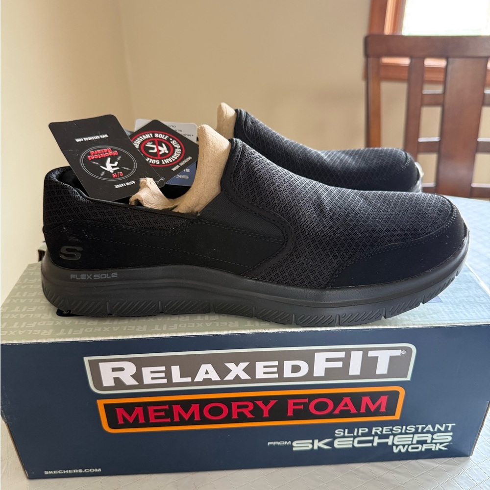 Skechers Men's Black Relaxed Fit Slip-Ons